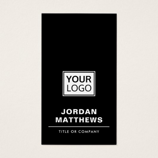 Black add Logo Social Media QR Code Visitenkarte (Vorderseite)