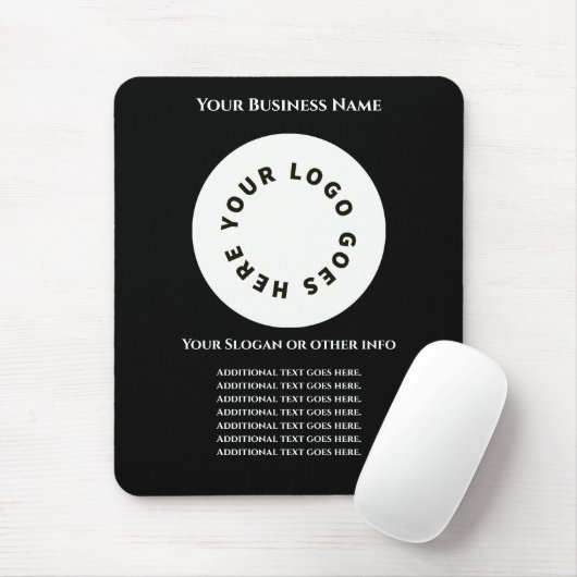 Black add your own text and logo mousepad (Mit Mouse)