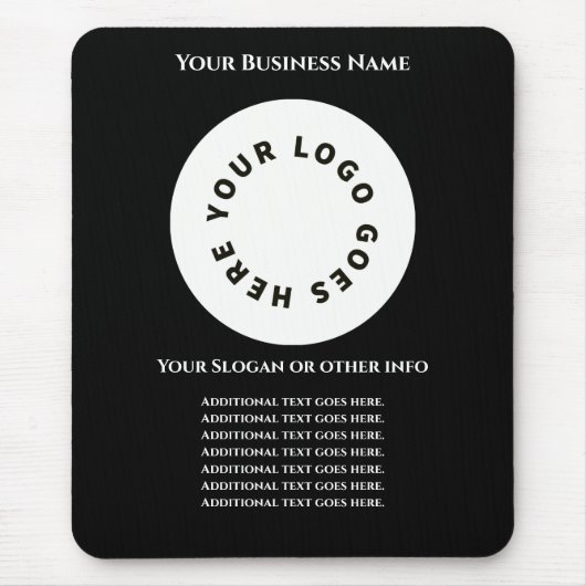 Black add your own text and logo mousepad (Vorne)