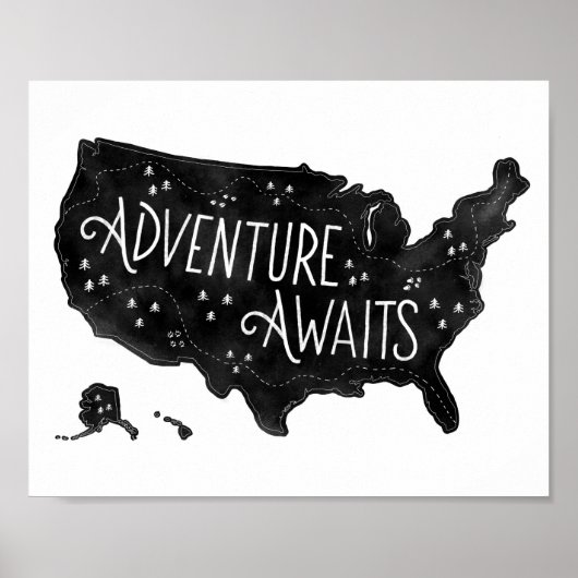 Black Adventure erwartet US Map Kids Room Decke Poster (Vorne)