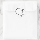 Black Aesthetic Line Heart Wedding Umschlag Aufkle Runder Aufkleber (Tasche)