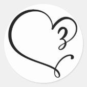 Black Aesthetic Line Heart Wedding Umschlag Aufkle Runder Aufkleber (Vorderseite)