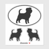 Black Affenpinscher Hund Silhouette Vinyl Stickers Aufkleber (Blatt)