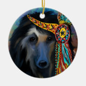 Black Afghan Hound Keramik Ornament (Vorne)