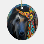Black Afghan Hound Keramik Ornament (Links)