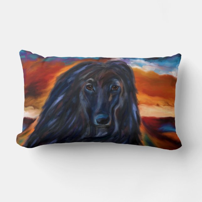 Black Afghan Hound Lendenkissen (Vorderseite)