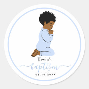 Black African American Baby Boy Taufsticker Runder Aufkleber