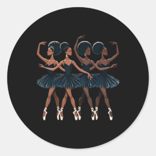 Black African American Ballerina Ballerina Tanz Da Runder Aufkleber