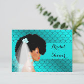Black African American Bridal Dusche Einladung (Stehend Vorderseite)