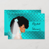 Black African American Bridal Dusche Einladung (Vorne/Hinten)