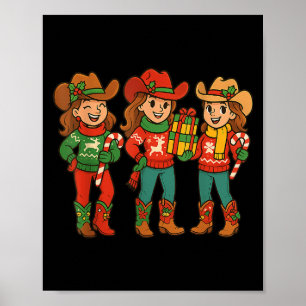Black African American Cowgirl Western Christmas T Poster