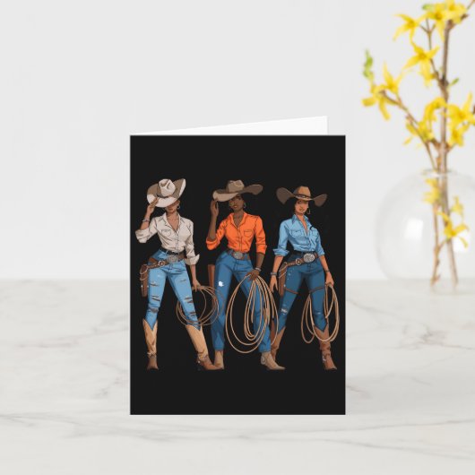Black African American Cowgirl Western Country Rod Karte (Gelbe Blume)