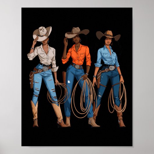 Black African American Cowgirl Western Country Rod Poster (Vorne)