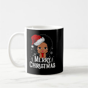 Black African American Girl Weihnachtsmannmütze Ch Kaffeetasse