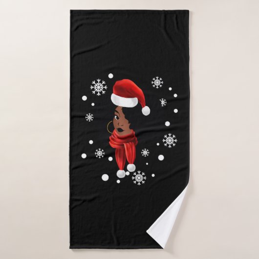 Black African American Santa Apparel Christmas Mel Badehandtuch (Badehandtuch)