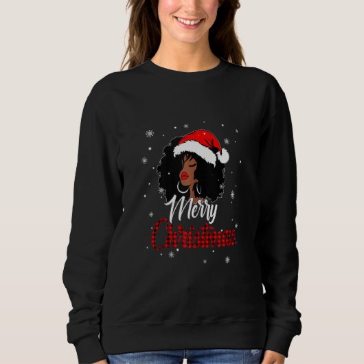 Black African American Santa Apparel Christmas Mel Sweatshirt (Vorderseite)