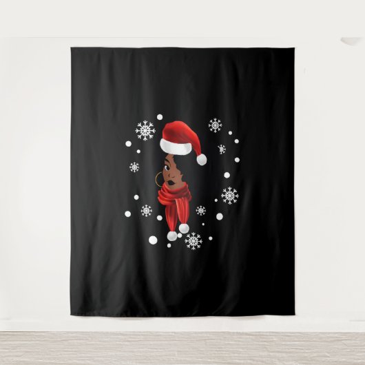 Black African American Santa Apparel Christmas Mel Wandteppich (Vorderseite)