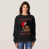 Black African American Santa Christmas Melanin Gir Sweatshirt (Vorne ganz)