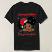 Black African American Santa Christmas Melanin Gir T-Shirt (Design vorne)