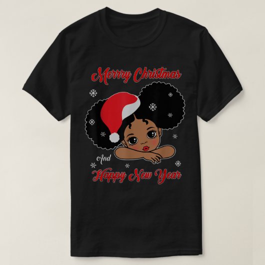Black African American Santa Christmas Melanin Gir T-Shirt (Design vorne)