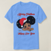 Black African American Santa Christmas Melanin Gir T-Shirt (Design vorne)