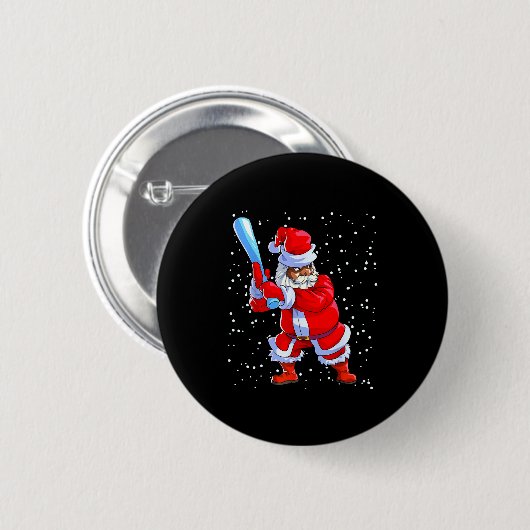 Black African American Santa Claus Baseball Afro C Button (Vorne & Hinten)