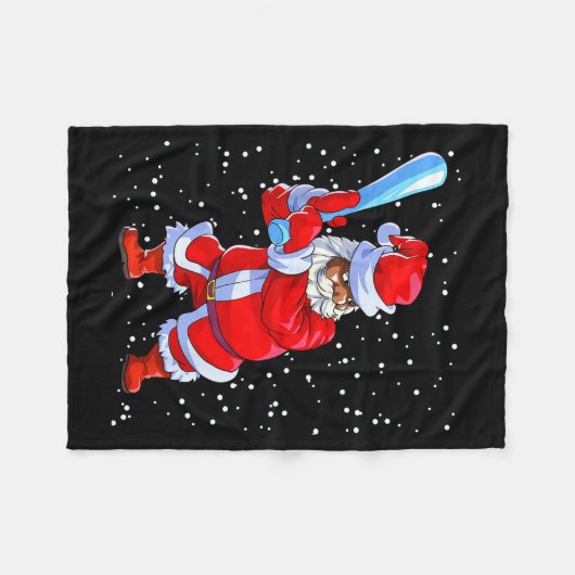 Black African American Santa Claus Baseball Afro C Fleecedecke (Vorderseite (Horizontal))