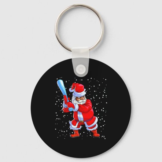 Black African American Santa Claus Baseball Afro C Schlüsselanhänger (Vorderseite)