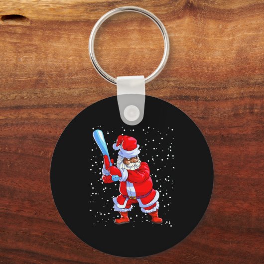 Black African American Santa Claus Baseball Afro C Schlüsselanhänger (Vorderseite)