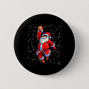 Black African American Santa Claus Basketball Afro Button