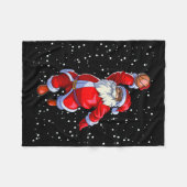 Black African American Santa Claus Basketball Afro Fleecedecke (Vorderseite (Horizontal))