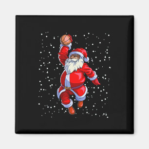 Black African American Santa Claus Basketball Afro Magnet