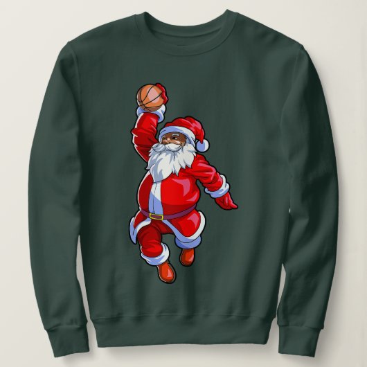 Black African American Santa Claus Basketball Afro Sweatshirt (Design vorne)