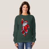 Black African American Santa Claus Basketball Afro Sweatshirt (Vorne ganz)