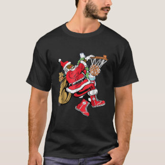 Black African American Santa Claus Basketball Chri T-Shirt