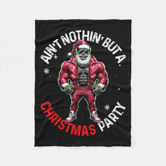 Black African American Santa Claus Christmas Pajam Fleecedecke (Vorderseite)