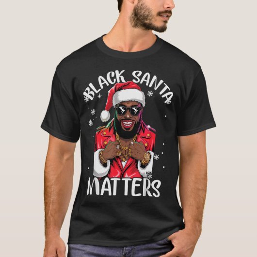 Black African American Santa Claus Christmas Pajam T-Shirt (Vorderseite)
