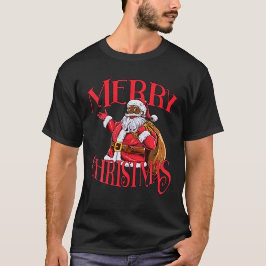 Black African American Santa Claus Christmas T Shi T-Shirt (Vorderseite)
