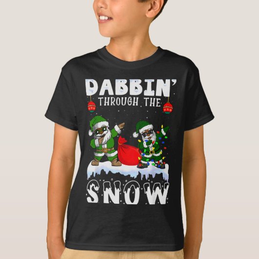Black African American Santa Claus Dabbing Christm T-Shirt (Vorderseite)