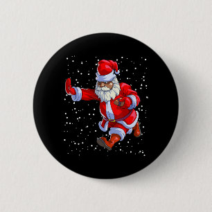 Black African American Santa Claus Football Afro C Button