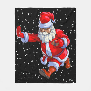 Black African American Santa Claus Football Afro C Fleecedecke