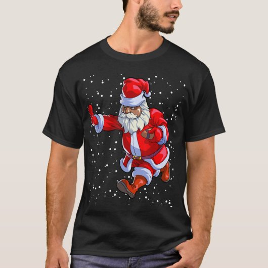 Black African American Santa Claus Football Afro C T-Shirt (Vorderseite)