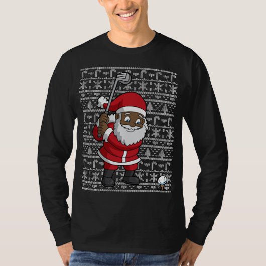 Black African American Santa Claus Golf Ugly Chris T-Shirt (Vorderseite)