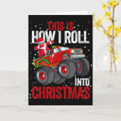 Black African American Santa Claus Monster Truck C Karte (Gelbe Blume)