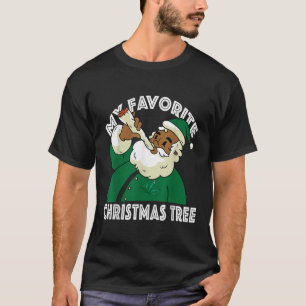 Black African American Santa Claus Weed Weihnachte T-Shirt
