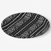 Black African Bogolan Design Paper Plates Pappteller (Schrägansicht)
