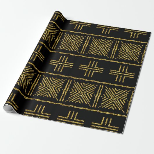 Black African Bogolan Giftwrap Geschenkpapier (Ungerollt)