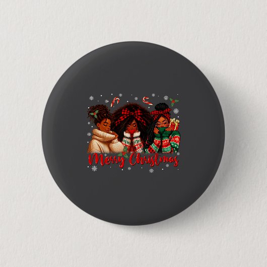 Black African Girl American Melanin Christmas Sant Button (Vorderseite)