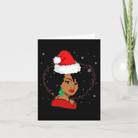Black African Girl American Melanin Christmas Sant Karte (Vorderseite)