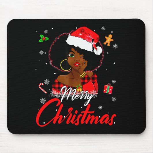 Black African Girl American Melanin Christmas Sant Mousepad (Vorne)